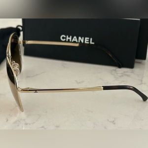 Chanel Gold Mirrored Pilot Sunglasses